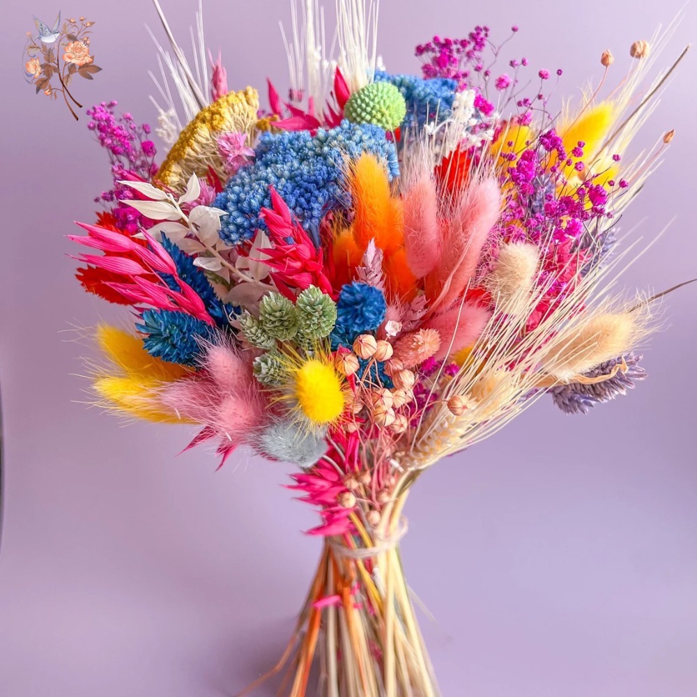 Baby Breath Dried - Bunte getrocknete Blumen, Hochzeitsstrauß für die