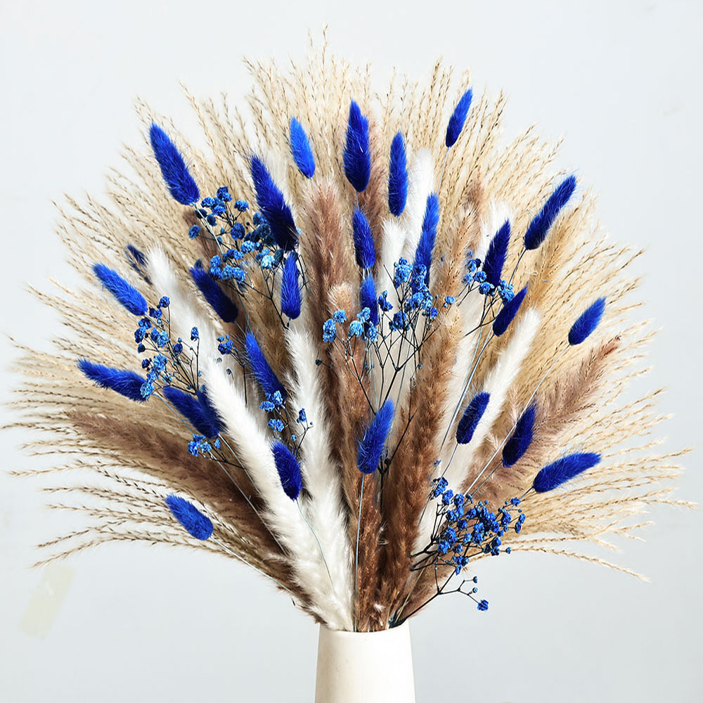 Baby Breath Dried - 70 Stück blaue Pampas-künstliche getrocknete Blumen,