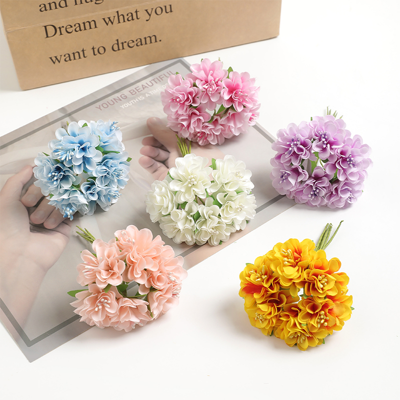 Baby Breath Dried - 6 Stück künstliche Seidenblumen, Blumenstrauß, 11